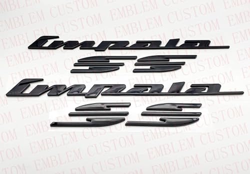 Image of Pair Set 1994-1996 Impala Ss Emblems Rear Quarter Panel 3D Letter Badge Car Nameplate Replacement for Impala (Gloss Black)