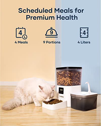 Asapet 4L Automatic Cat Feeders and 2L Cat Water Fountain, Automatic Pet Feeder Automatic Dog Feeder Dog Water Dispenser… - Image 4