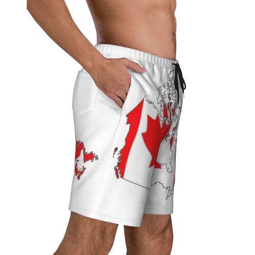 Canadian Flag Map Print Mens Swim Trunks Swim Shorts Swimsuits with Pockets Beach Shorts for Men Quick Dry3