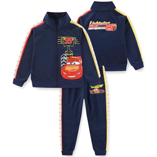 Disney Cars Lightning McQueen Boys Zip Up Jacket and Pants 2 Piece Set for Toddler and Big Kids