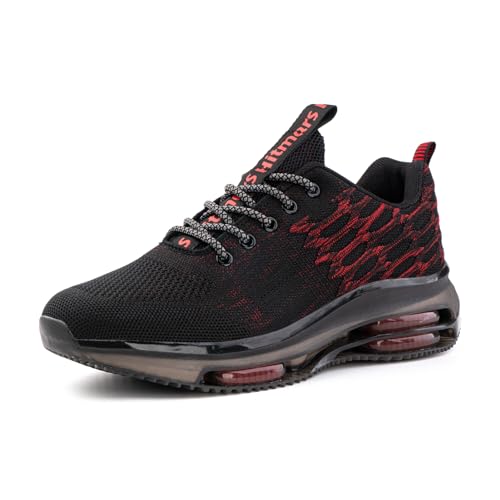 Hitmars Zapatillas de Deportivas Hombre Mujer Zapatillas Running Correr Jogging Caminar Bambas Gimnasio Fitness Ligeros Transpirables Gym Tenis Sneaker A Schwarz EU 44