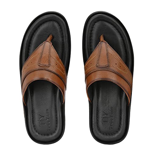 Image of Men's Genuine Leather Slippers | Thong Slippers For Men | Comfortable | Cushioned Insole | Durable | Handmade |