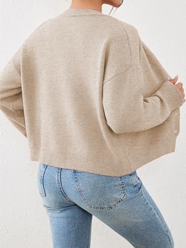 Image of Ibeauti Cropped Cardigan Sweaters for Women 2026 Trendy Spring Y2k Outfit Long Sleeve Button up Open Front Short Knit Sweater