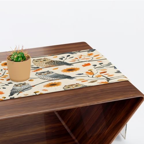 Chemin de table chouette et oiseau mignon floral 33x183 cm pour decoration de table de salle a manger - 7