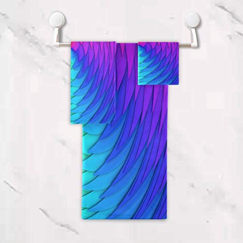 3D Rainbow Lattice Swirl Bath Towel Set Luxury Decorative Set Of 3, 1 Bath Towel 1 Hand Towel 1 Washcloth Soft Multipurpose For For Bathroom Hotel Gym Yoga Spa #TOP4