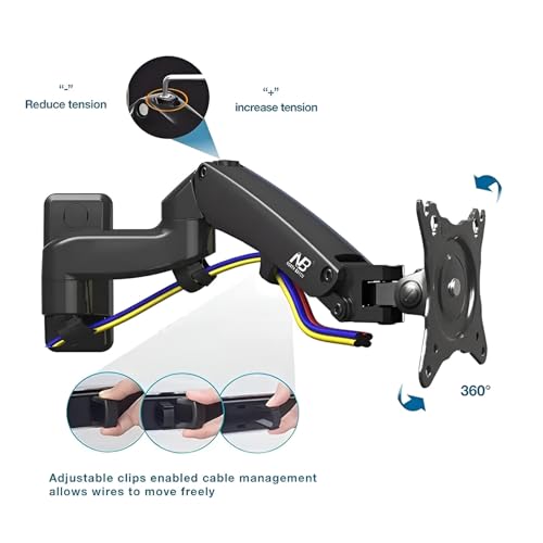 Image of SYGA NB F150 Monitor Wall Mount Bracket, Full Motion Single Arm for 17-35 Inch Screens, 3-12kg Load Capacity, Black