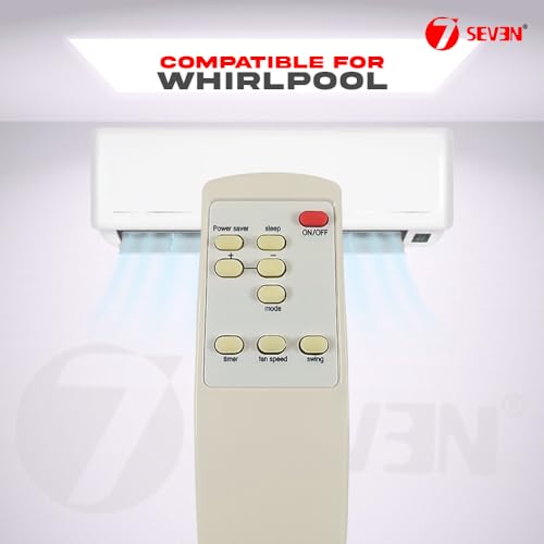 Image of 7SEVEN Compatible with Whirlpool AC Remote Control Model 54C Suitable for Split and Window 1 1.5 2 Ton Air Conditioner - Match Each Keys Exactly to Replicate Genuine Remote Function
