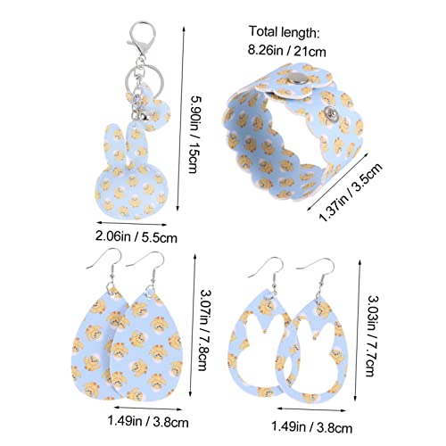 Yardenfun 2 Pares De Brincos De Páscoa Coelho Decoração Pulseira Chaveiro Para Chaves Couro Chaveiro
