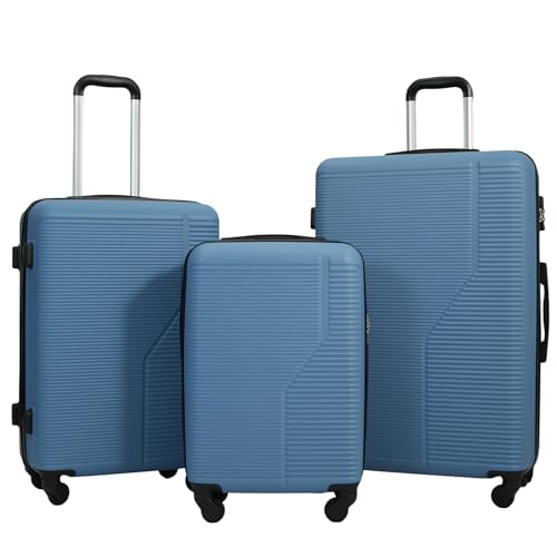 Travelhouse 3 Piece Hardside Luggage Sets, ABS Hardshell Suitcase with Durable Spinner Wheels,Carry on Luggage