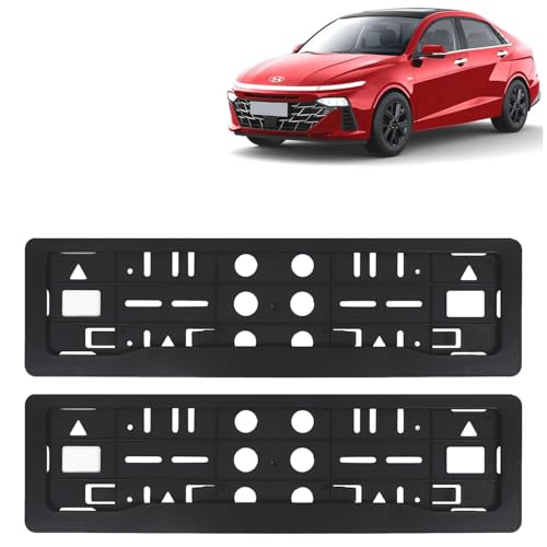 Image of KINGSWAY Verna Car Number Plate Frames for All 2023 Onwards Models of Hyundai Car Registration Plate Holders, Black Licence Plate Covers (Front and Rear), Universal Size 51.5 x 14.5 cm