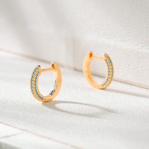 Fettero Gold Huggie Hoop Earrings for Women Gold Plated Dainty Hypoallergenic Earrings Hoop Beaded/Circle/Spike/Snake/Heart/Lightning/CZ - Image 5