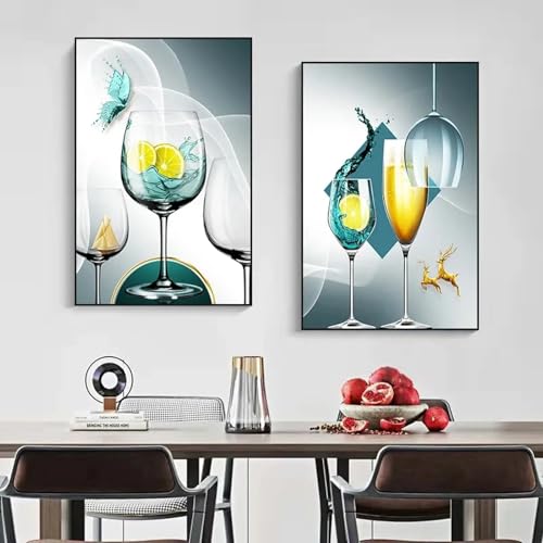 Affiche de verres à vin luxueuse, impression d'art premium style nordique 60x80cm