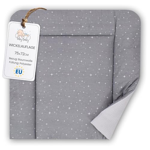 Wickelauflage Wickelunterlage aus Baumwolle 75×72 cm – Weich und waschbar Wickelunterlage für Babys Wickelmatte aus Stoff für Wickeltisch Wickelkommode oder Waschmaschine 75 x 72 Oeko-Tex Galaxie