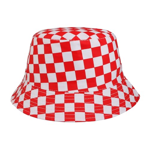 MILAKOO roten Segeltuchhut Karierten Muster Eimer Hut für Frauen lustige Outdoor Fischer Visor Hut MILAKOO roten Segeltuchhut Karierten Muster Eimer Hut für Frauen lustige Outdoor Fischer Visor Hut