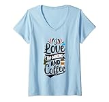 Bailarina de claqué Amante de la cafeína Me encanta el claqué y el café Camiseta Cuello V