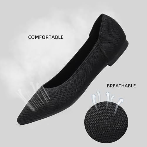 Women's Flats Shoes Pointed Toe Knit Ballet Comfortable Dressy Slip On Leopard Flat3