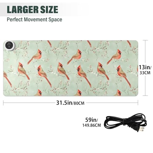 Tapis de souris chauffant grand format en cuir avec chauffe-main