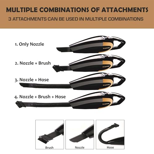 Image of Bergmann Stunner Cordless Vacuum Cleaner for Car & Home | 150W Powerful Suction | Dual Mode - 7500mAh Rechargeable Battery & 12V DC Car Port | Stainless Steel Hepa Filter | Mirror Finish | Black