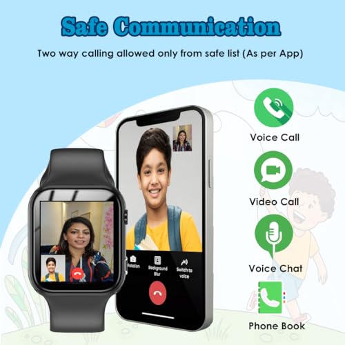 Image of SeTracker Connect2Kidz 4G Lite-L1 Smart Watch for Kids | Safe 2-Way Voice & Video Calling | Location Tracking | SOS Alerts, Camera | Long Battery Life | Smart Watch for Kids, Girls & Boys - Black