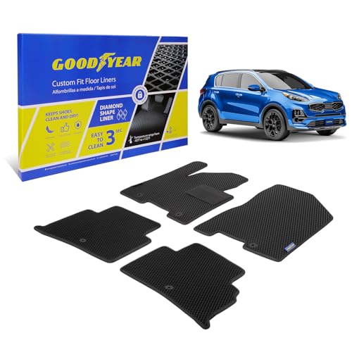 Goodyear All-Weather Car Floor Mats – Custom Fit for Kia Sportage 17-22, 4 Pc. Set, Heavy-Duty Diamond Floor Liners for Cars, SUVs, Trucks – Ultimate Interior Car Accessories for Men&Women - GY007057