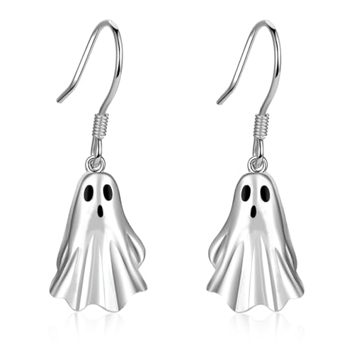 Pumpkin Ghost Earrings 925 Sterling Silver Halloween Party Magic Hat Pumpkin Dangle Earrings Ghost Horror Halloween Earrings Gift for Women