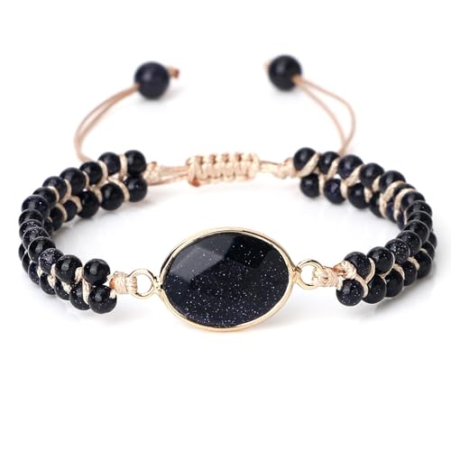 Idée cadeau diplôme : bracelet ajustable en cristal bleu nuit et perles 4mm fait main