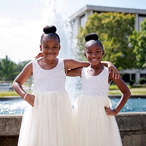Image of Topmaker Flower Girl Dress for Toddler Baby Girls,Lace Tulle Dress for Wedding,Birthday Party,Photoshoot,Special Occasion