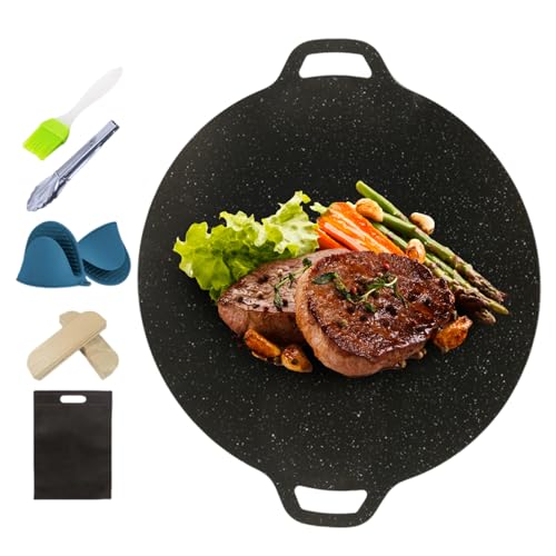 Parrilla portátil de camping – Parrilla de hierro estilo coreano | Sartén compacta para fiestas en el jardín, camping, interior y exterior