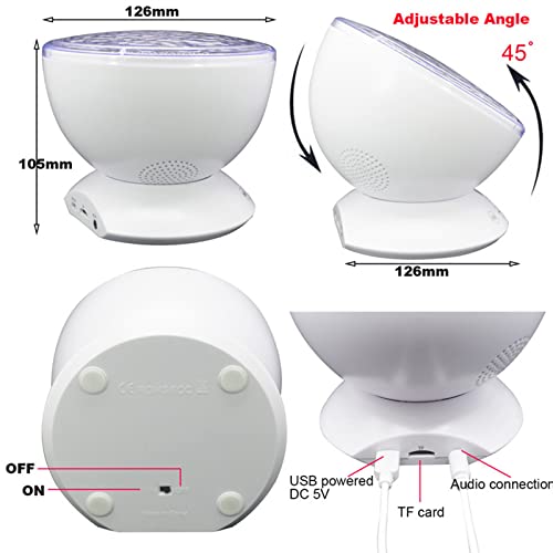 Afstandsbediening Ocean Wave Light Projector 12 LED En 7 Kleuren Veranderende Nachtlampje Met Ingebouwde Mini… - Afbeelding 7