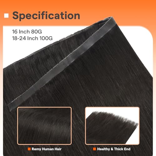 Image of Full Shine Butterfly Weft Hair Extensions Human Hair 16 Inch Dark Ash Brown | 80g Natural Volume, Full Head Set, Genius Weft Side, Beginner Friendly, Bridal Styling Support, Seamless Micro Beads