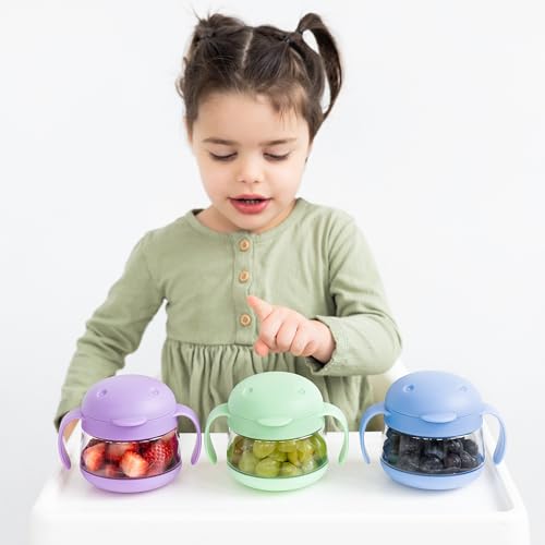 Image of Ubbi Tweat Snack Container for Kids & Toddlers, Purple & Sugar Snap Green