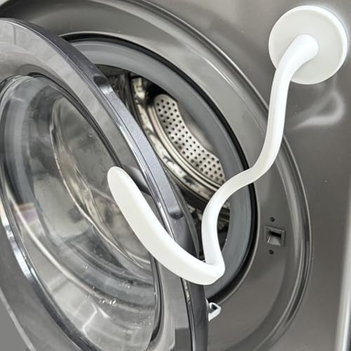 3 Pack Front Load Washer Door Prop, 2.6-inch Large Base Magnetic Washer Door Prop Prevent Odors, Keep Washer Dry & Fresh with Adjustable Hose and Durable Silicone Design, WHITE