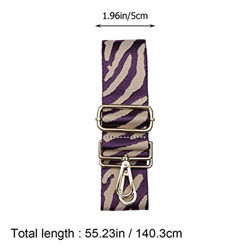 Image of OSALADI Zebra Printed Wide Shoulder Strap 53.14 Inch Adjustable Canvas Crossbody Replacement Purse Strap Durable Travel Luggage Accessory