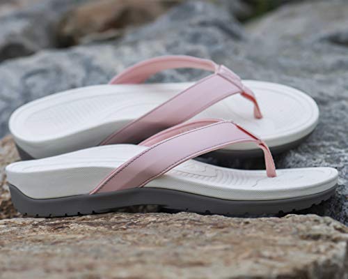 Everhealth Women Orthotic Flip Flop Sandals With Arch Support For Plantar Fasciitis Flat Feet Heel Pain Relief, Ultra-Soft Shock Absorbing & Slip-Resistant Stylish Beach Toe-Post Sandal Flip-Flop #TOP7