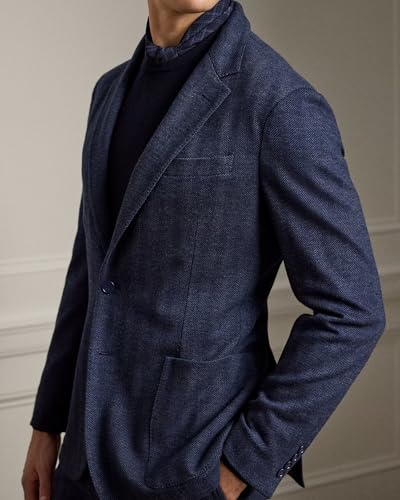 Mens Suit Jacket Vintage Herringbone Tweed Blazer Two Button Wool Blend Sport Coat with Pocket for Business Wedding3