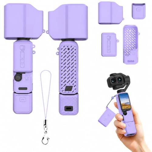 For DJI Osmo Pocket 4P �p �V���R���ی�P�[�X 5�_�Z�b�g �S�ʕی�J�o�[ ���M�݌v �ϏՌ� ���h�~ �����J�b�g �X�g���b�v�t�� �t���J�o�[ �A�N�Z�T���[ (�p�[�v��)