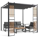 COSTWAY Pergola Tonnelle Jardin 2,3x2,3M, pour Terrasse Extérieure, Gris (sans Étagères)