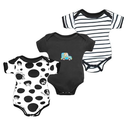Image of VParents Rompers for New Born Baby Girl & Boy (Pack of 3), 100% Cotton Half Sleeve Romper /Bodysuit /Jumpsuit /Onesies /Sleepsuit For Infants & Toddlers, Comfortable Daily Wear Clothes For Babies