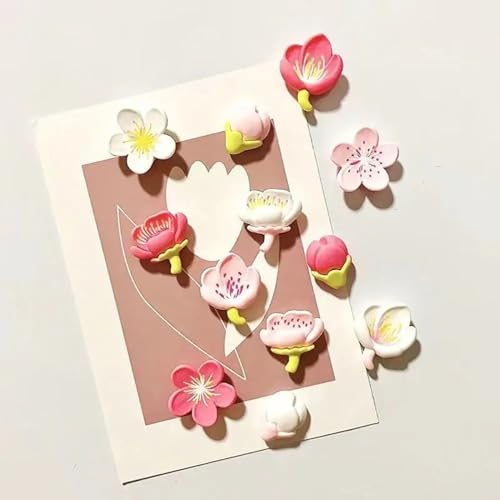 12 imanes decorativos magnéticos flor rosa para nevera miniatura 3