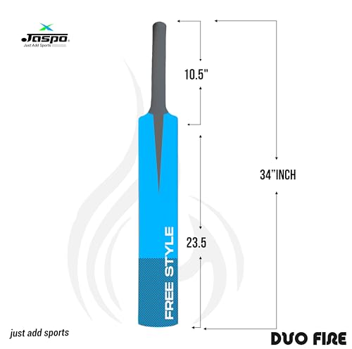 Image of Jaspo Fumes Premium Hard Plastic Tennis Cricket Full Size Bat (34 X 4.5 Inch) for All Age Groups (Slog Plus (Dual Color-Grey Blue))