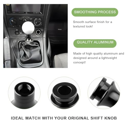 MUQIDA Car Shift Knob Boot Retainer, M12 x 1.25 Aluminum Manual Gear Shifter Stick Connector, Durable Gear Shift Lever Adapter/Retainer Holder for Manual Transmission Vehicles (Black)