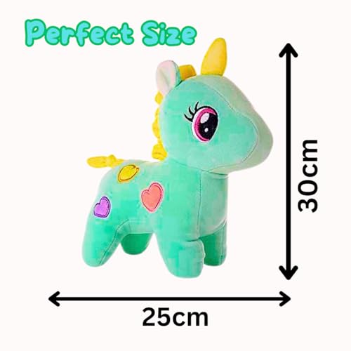Image of 25cm Green Unicorn Soft Toy for Babies Kids Girls | Plushie Stuffed Fluffy Animal Toys for Gifts & Home Decor | Unicorn Soft Toys for Boys & Girls Pack of 1