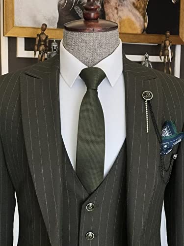 Wangyue Pinstripe Suit For Men 3 Piece Suits Black Formal Wedding Prom Business Suits Birthday Gift For Son Size Xxs #TOP4