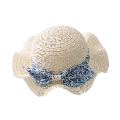 Générique Chapeau de Paille bébé Fille Solaire avec nœud élégant pour Plage Accessoire Printemps-été léger et Respirant idéal Lors des Sorties Estivales ou balades en extérieur (White, One Size)
