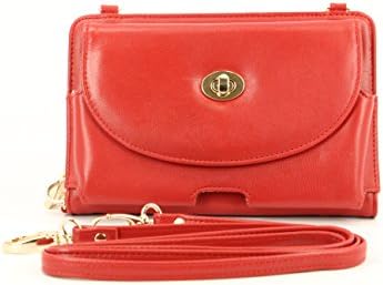 myBitti Leather Made Wallet Clutch Wristlet Case Cover for Phones - Red