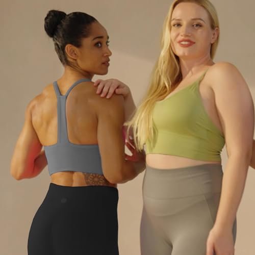 Image of Evercute Racerback Sports Bras Padded Y Racer Back Cropped Bras for Yoga Workout Fitness Low Impact