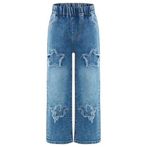Girl's High Waisted Wide Leg Jeans Kids Casual Loose Fit Baggy Denim Pants with Pockets Daily Wear