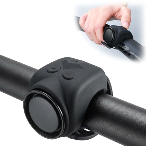 120dB Loud Bike Horn Electric Ebike Bell Small Battery Operated Universal Mount Horns for Motorcycle Scooter Bicycle Waterproof USB C Rechargeable 4 Funny Sounds & 5 Volume Settings - Black