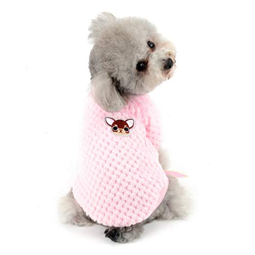 SELMAI Pullover für Kleine Hunde Mittelgroße Weich Warm Flauschiger Kleider Welpe Chihuahua Mantel Dackel Plüsch Kleidung Katzen Haustiere Tägliche Tragen Winddichtes Kaltes Wetter Winter Rosa M