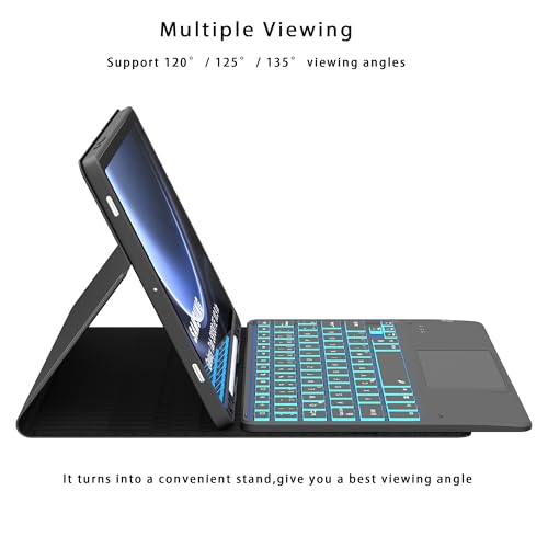 Tastatur Hülle für Samsung Galaxy Tab S10 Lite 10,9"/S10 FE/S9 FE/Tab S9 11 zoll -7 Farbige Beleuchtung Tablet Cover mit Stifthalter… – Ansicht 4